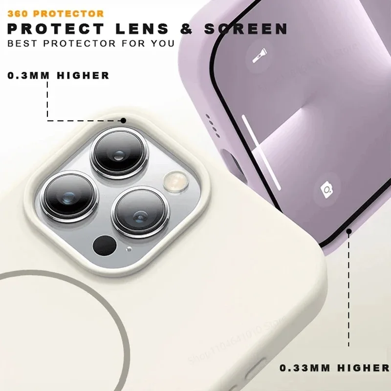 รูปสินค้า เคสโทรศัพท์แม่เหล็กสำหรับ iPhone 15 14 16 Plus 11 12 13 17 Pro Max เคสซิลิโคนกันกระแทกสำหรับ Magsafe รองรับการชาร์จไร้สาย