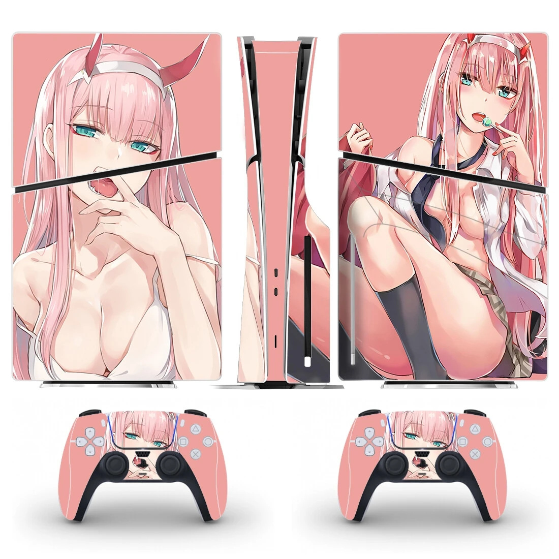 Anime Darling In The Franxx Ps5 Slim Disc Skin Sticker Decalcomania Cover Per Console E 2 Controller Nuovo Ps5 Slim Disk Skin Vinyl