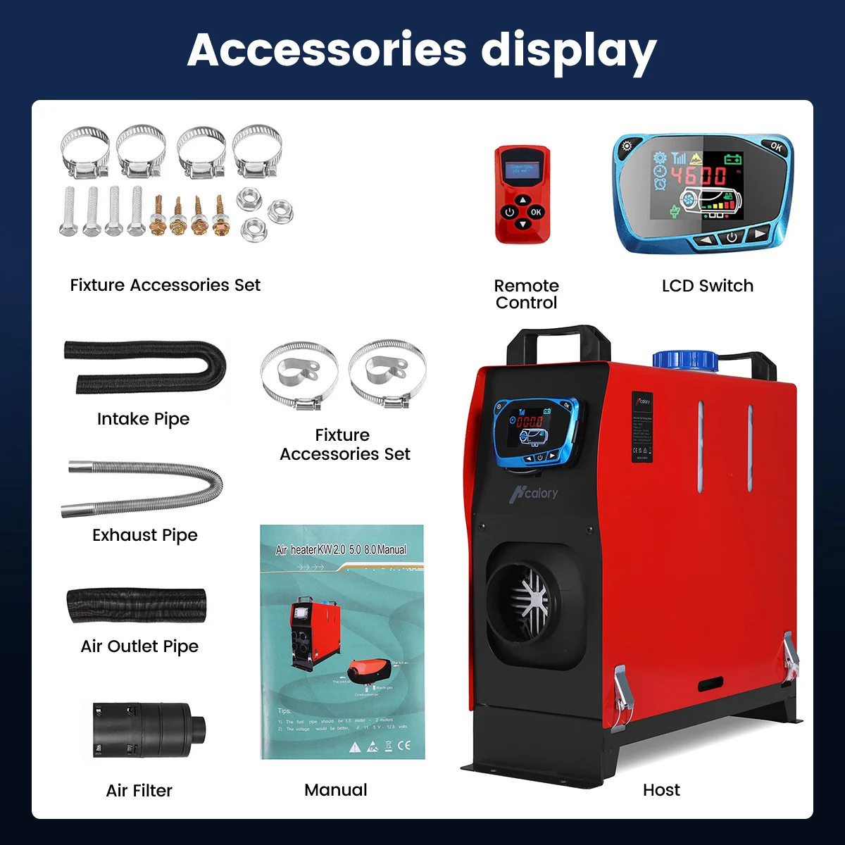 Hcalory Diesel Air Heater, 5KW-8KW All in one Adjustable Parking