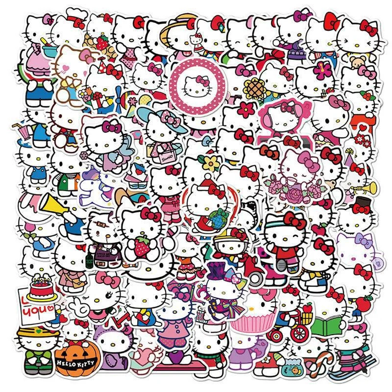 Cartoon stickers 50/100Pcs Sanrio Hello Kitty Kuromi Melody Cinnamoroll laptop skin DIY diary stationery gifts