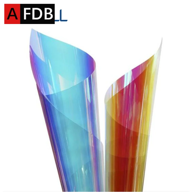 HOHOFILM Holographic Decorative Iridescent Window Film Adhesive Glass Film  Chameleon Rainbow Effect for Home Decal DIY