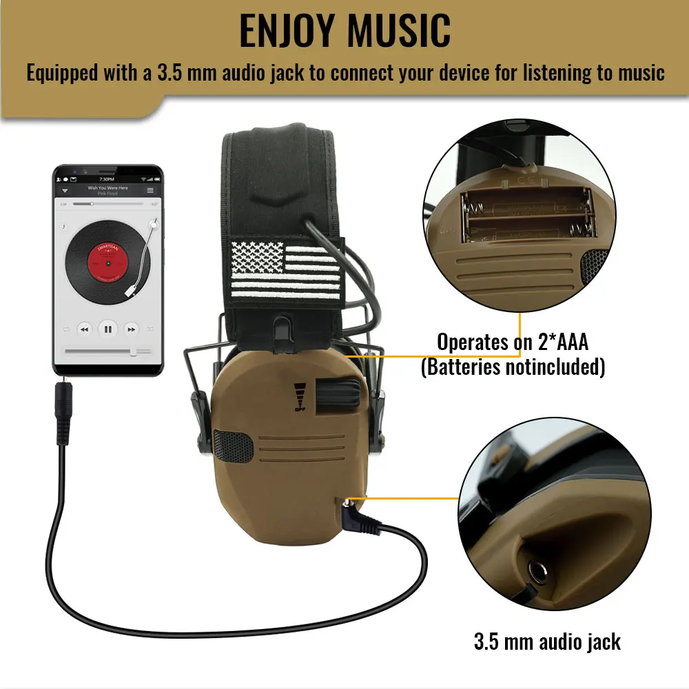 Electronic Shooting Headset Headphones for Hearing Protection Ear Protect Noise Reduction Active Hunting Tactical Earmuff