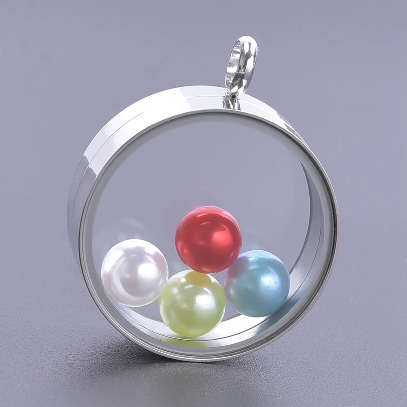 10PCS thickness 10mm Glass Medallions floating charms for living lockets Rust-proof Stainless Steel Pendants Craft Photo Jewelry