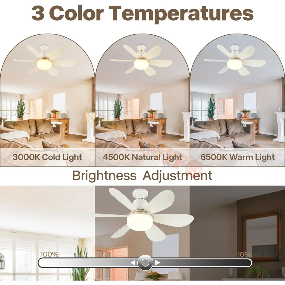 NEW 52CM ceiling fan light LED 40W E27 with remote control for dimming, suitable for living room, study, household use