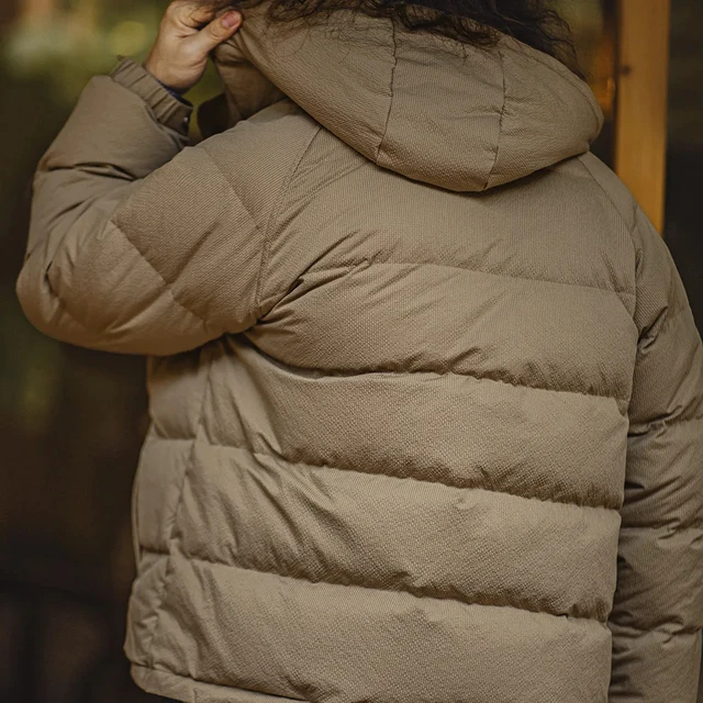 Maden Men's Winter Wide Quilting Seam Thickened Down Jacket White Duck Down Navy Blue Hooded Jacket High Density Fabric Warm Top 4