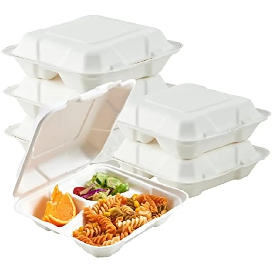 Compostable Clamshell Food Containers 50 Pack