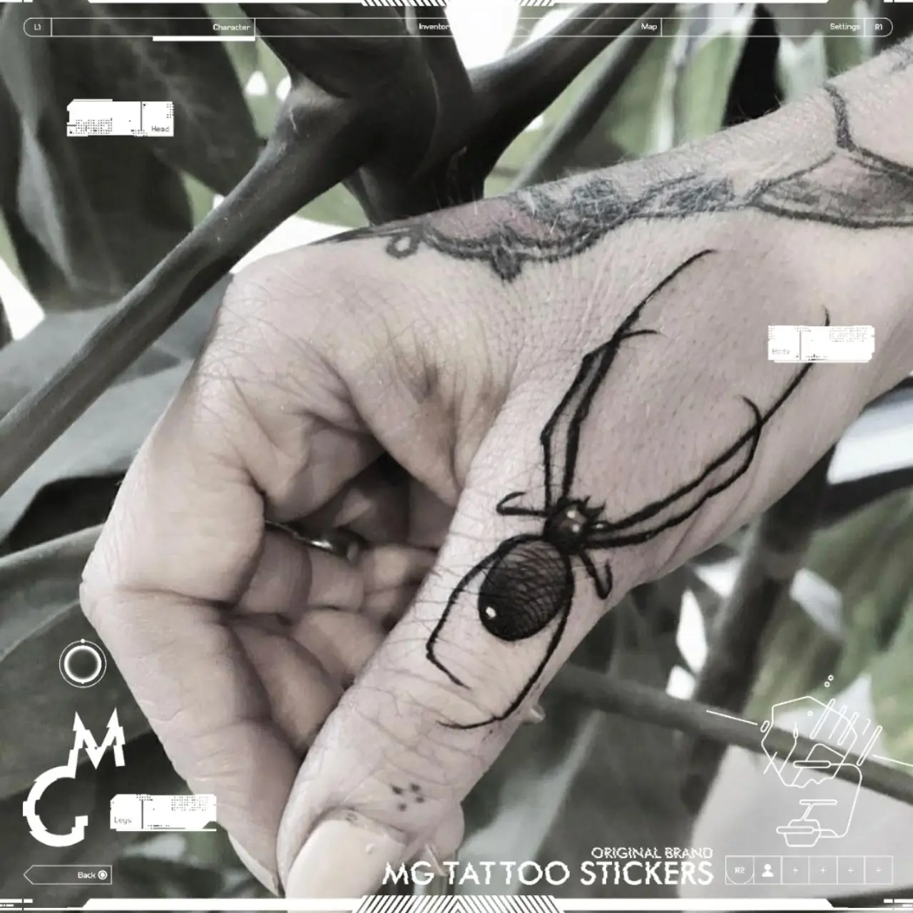 

Новинка 2023, черная фотография, искусственная татуировка в готическом стиле для женщин, мужчин, руки, шеи, паука, Временные татуировки, водонепроницаемые татуировки в стиле панк