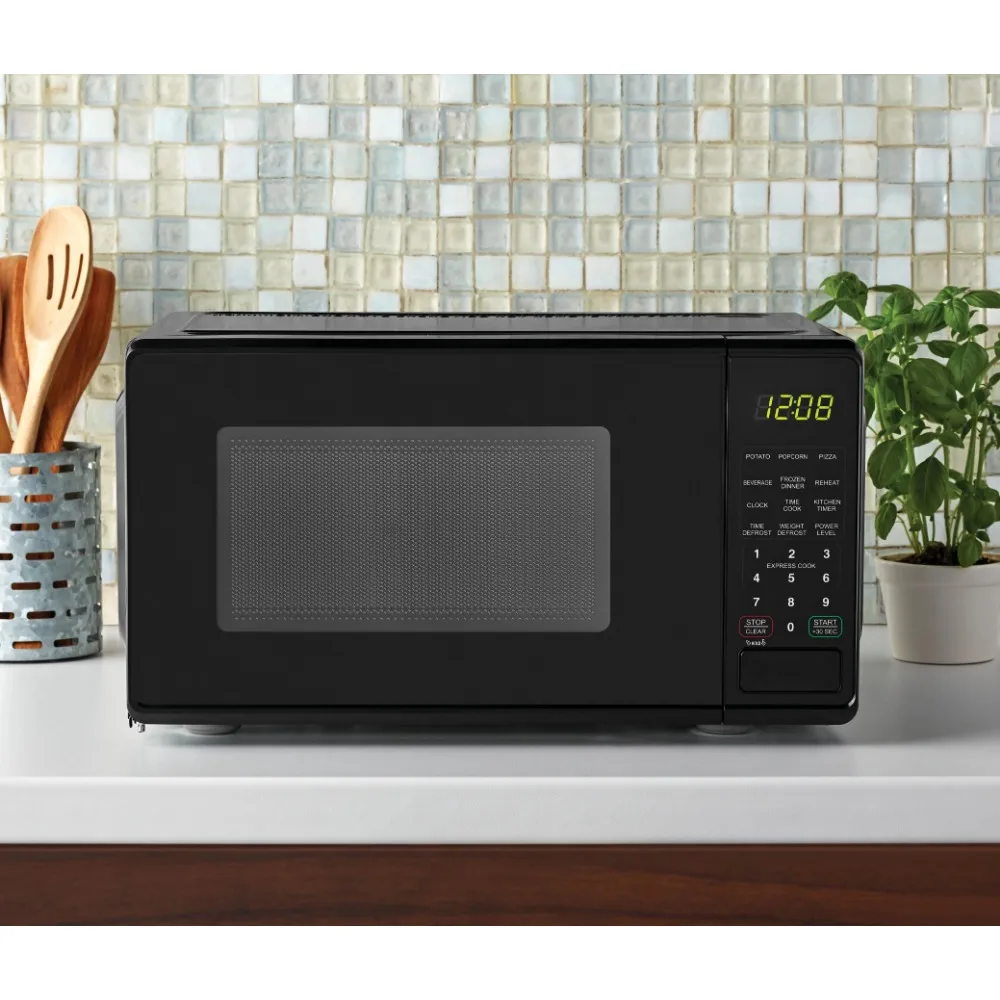 0.7 cu. ft. Countertop Microwave Oven, 700 Watts, Black, New, LED Display, Kitchen Timer, Household Tabletop Microwave Oven 6