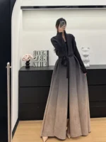 KAF Women Large Size Abaya 2025 Summer New Round Neck Gradient Colour Retro Cardigan Tie Design Loose Large Festival Clothing