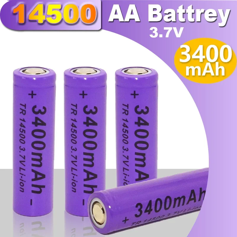 

14500 Battery 3400mAh 3.7V Li-ion Rechargeable Batteries 14500 AA Battery Lithium Cell for Led Flashlight Headlamps Torch Shaver