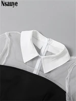 Nsauye Nouvelle Robe de Soirée Élégante et Sexy en Maille Transparente à Manches Longues pour Femme, Mini Robe Moulante pour Club de Nuit, Robe d'Automne 22 6