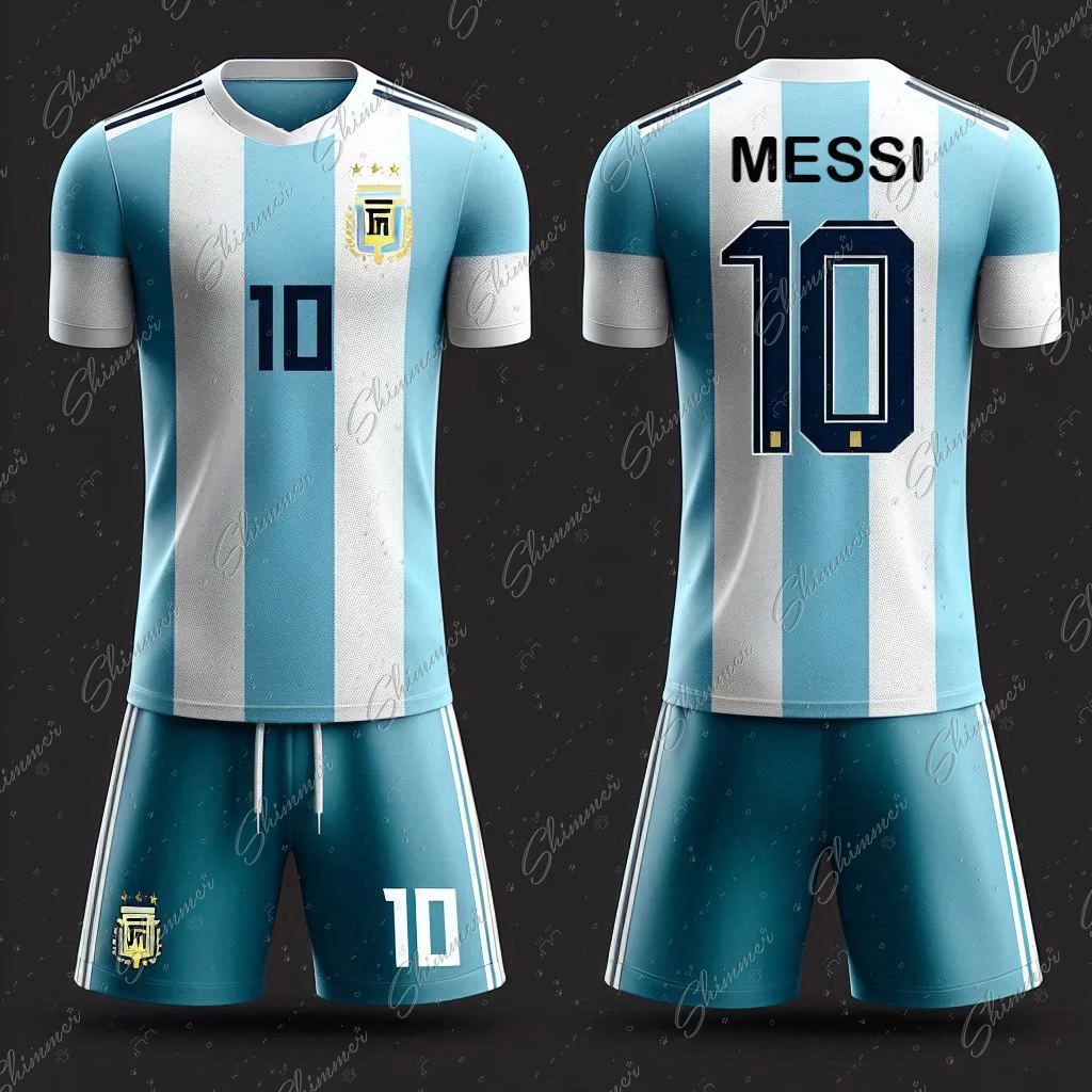 Football Outfit Kids Jersey 2pc Short Sleeves Argentinian Style No.10 Training And Competition Jearsey Jerseys Soccer Kit kids clothing set kids sports suit children sports suit training jersey