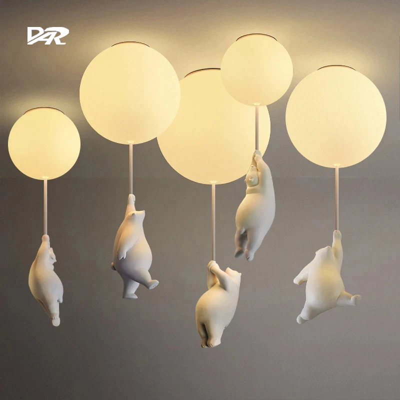 Bedroom Pendant Lights Children's Room Nursery Cartoon Bear Hanging Lamps For Ceiling Living Room Balloon Ceiling Chandelier pendant lights pendant lamp chandelier lighting vintage pendant lights