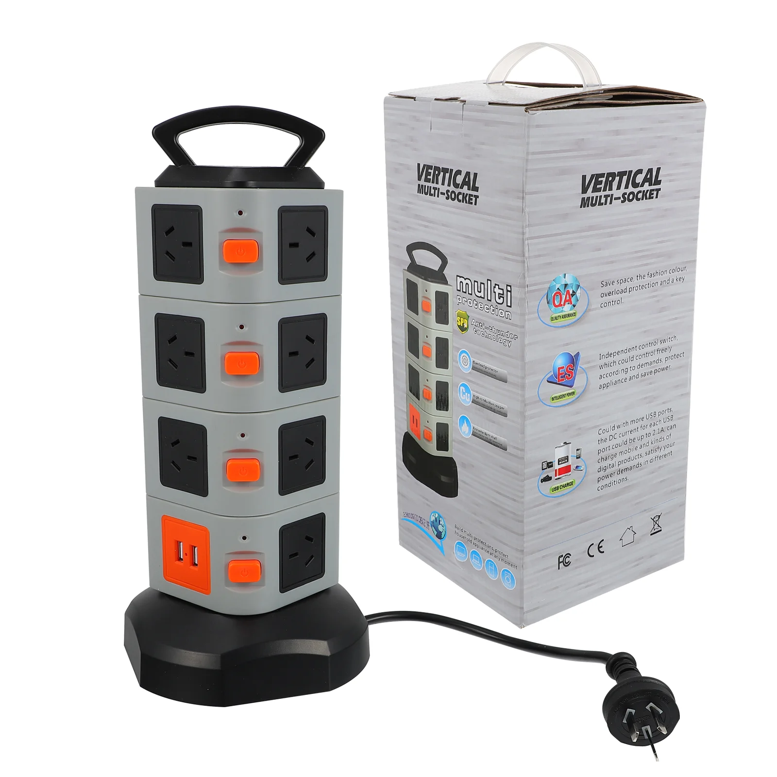 

Power Outlet Home Board Smart Charging Socket USB Strip with Surge Protector Copper Outlets
