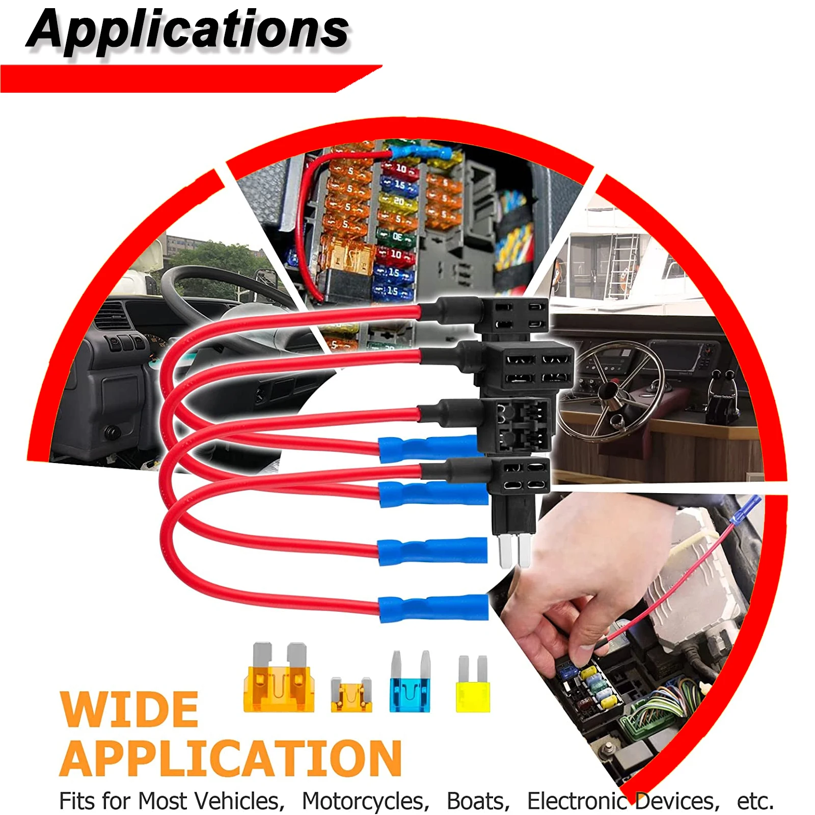5pcs Add-A-Circuit Car Auto Adapter Micro 2 Blade Fuse Holder APT ATR Fuses Tap Micro Fuse Holder Car Fuses Splitter Accessories