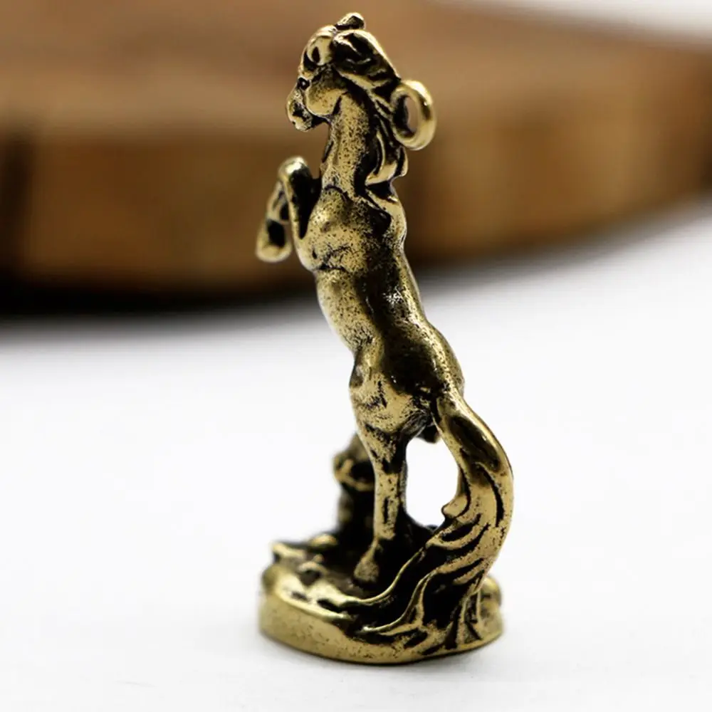 Brass Horse Step on Coins Lucky Statue Feng Shui Desk Ornament Zodiac Animal Figurines Miniatures Pure Copper Crafts Collections