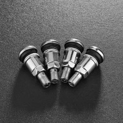 4 - Piece Stainless Steel Wheel Tire Valve Stems with Dust Caps (Silver)