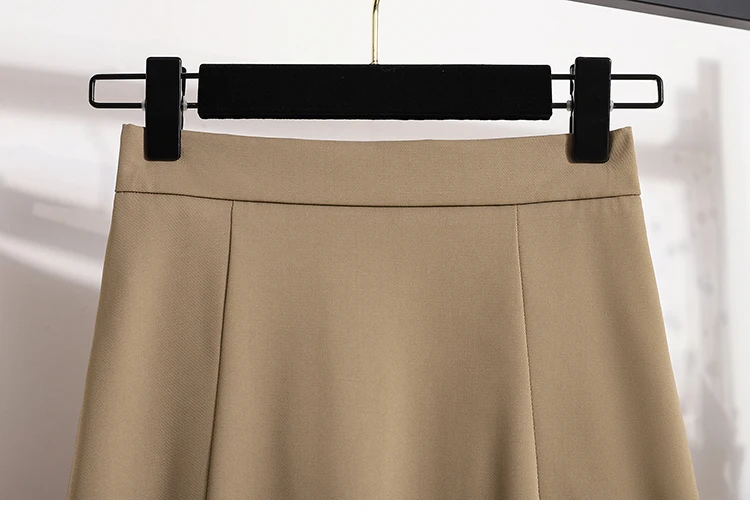 Sommer-Röcke für Damen mit hoher Taille und Übergröße, 2026, mittlere bis lange fließender Anzugrock, neuer Stil, lässig, einfarbig, A-Linien-Rock – Detail 34