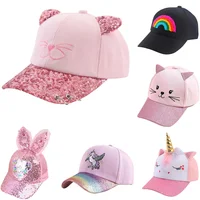 New Sequin Cat Children Baseball Cap Kids Girls Sun Hat Cotton Adjustable Boys Girls Visor Hat Child Sport Baseball Cap 1