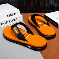 Stylish Men's Summer Non - Slip Soft Bottom Flip Flops - 45 (Orange)