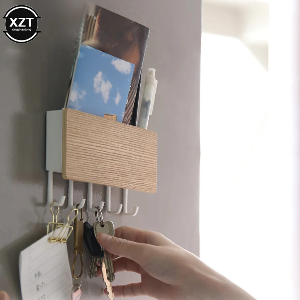 Wall Hanging Bamboo Key Hanger Holder Wall Organizer Rectangle Key Rack Hooks Coat Hooks Home Decoration Coat Hanger 4