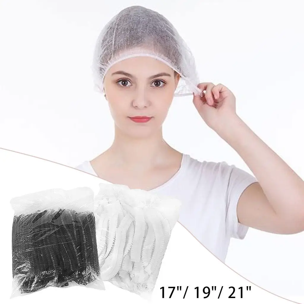 100Pcs/Bag Disposable Hair Shower Caps for Women Men Restaurants Use Bouffant