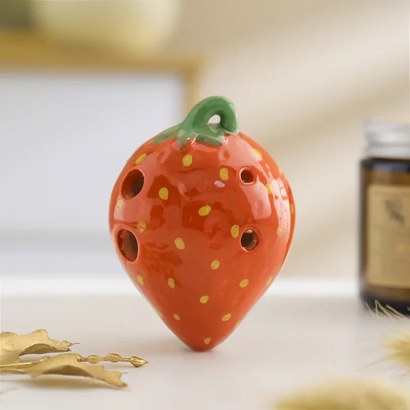 Strawberry Fruits Ocarina 6 Holes Creative Gradient Color Students Ceramics Handmade Ac Tone Orff Instruments for Beginners