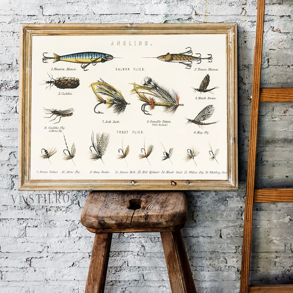Trout Bait Art Print Colorful Fly Fishing Lure Poster British