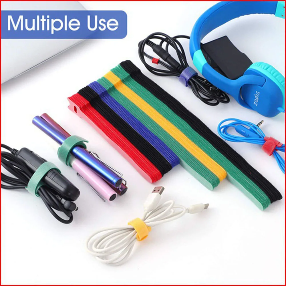 100 Pcs Velcro Cable Ties, Cable Ties Reusable, Black Adjustable Reusable  Cable Ties Straps, Adjustable Releasable Hook and Cat Head Loop Cable  Straps for PC, TV, Home and Office Electronics 