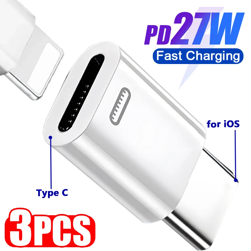 PD27W high-speed charging phone adapter USB C male to IOS female data transfer converter for iPhone 15 Pro Samsung