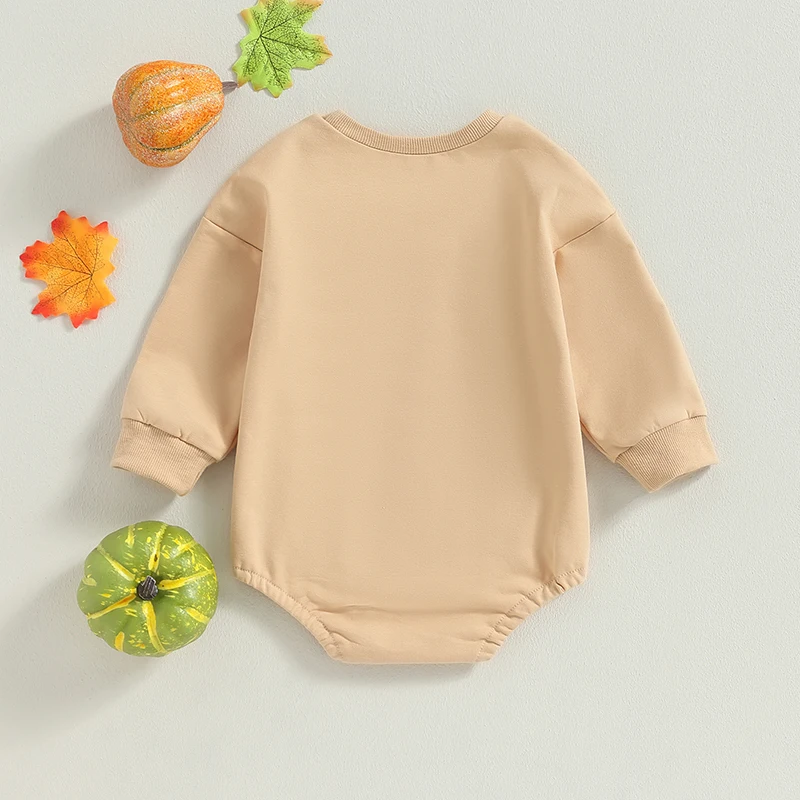 

Newborn Baby Boy Girl Halloween Outfits Infant Pumpkin Romper Long Sleeve Sweatshirt Fall Clothes