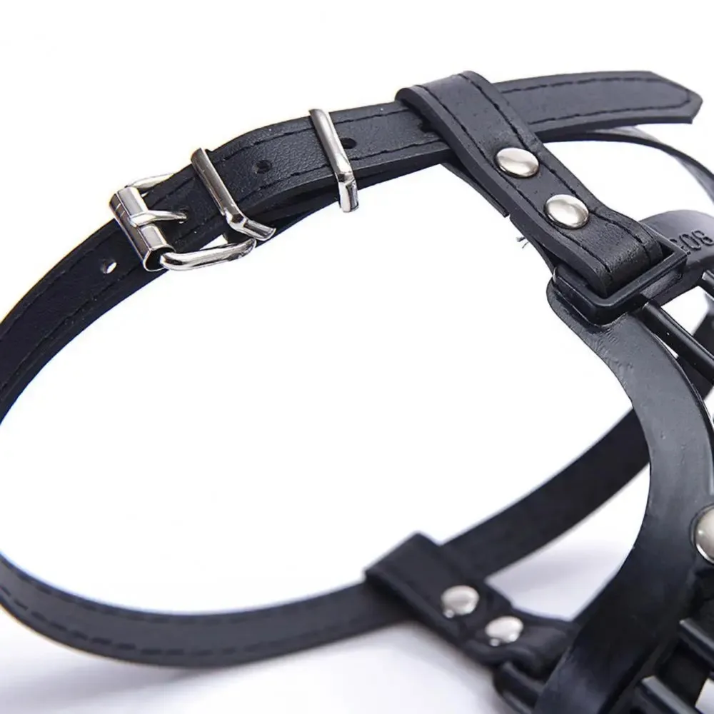 Dog Muzzle Soft Plastic Leather Basket Design Anti-biting Adjusting Straps for Small Medium Large