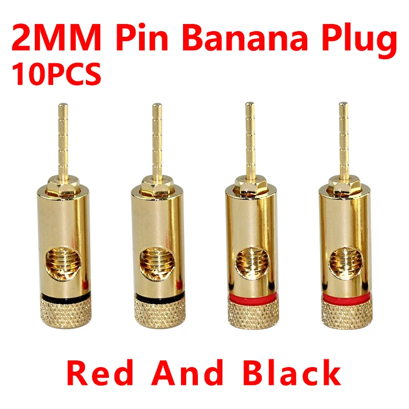 

8PCS Copper Gold-Plated 2mm Pin Banana Plug Adapter Straight Pin Banana Terminals Speaker Plugs Wiring Connector