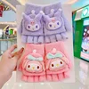 Anime Cartoon My Melody Hello Kitty Kawaii Kuromi Sanrio Golves Winter Warm Flap Open Half Finger Children's Gloves Girls Gift 4