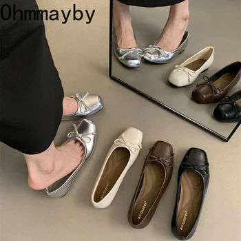 Spring New Women Flats Round Toe Shallow Slip On Ladies Casual Ballet Shoes Soft Leather Eelgant Dress Shoes 1