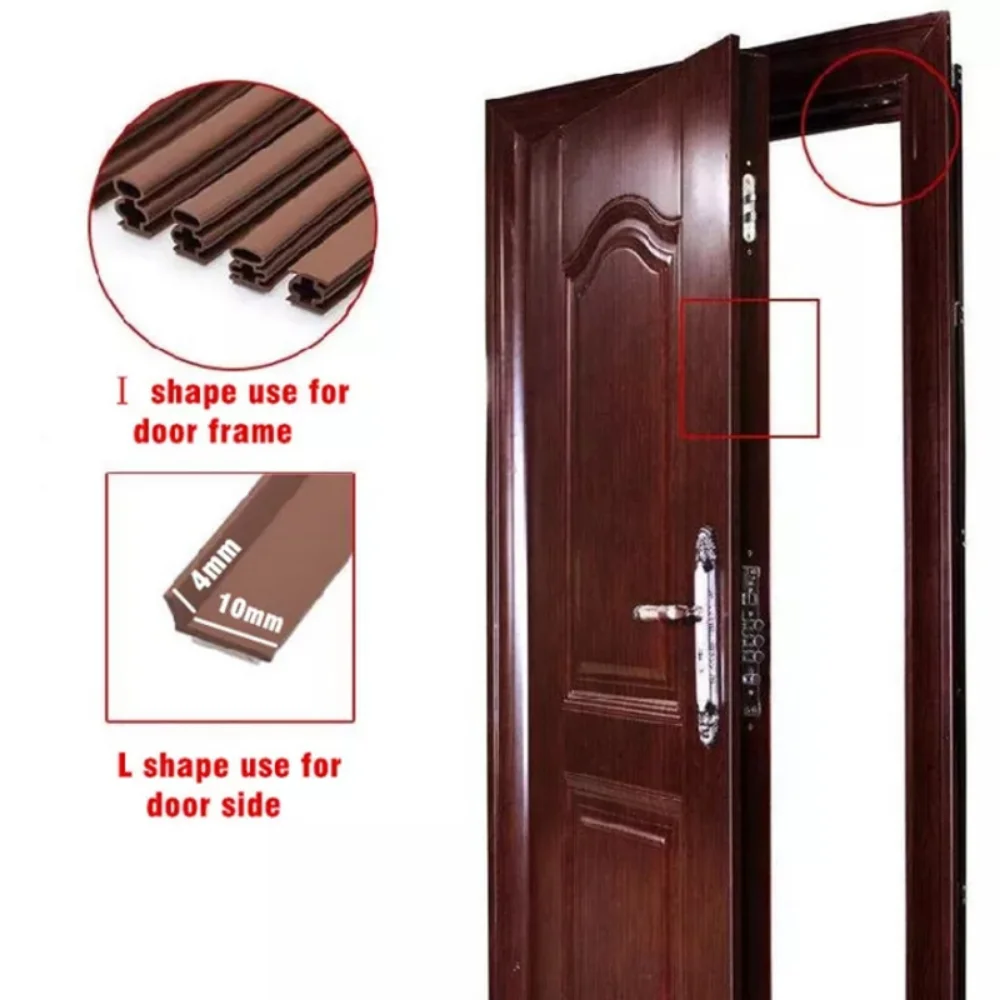 6M Silicone Rubber Self-adhesive Sealing Strip Soundproof Doors Window Anti-collision Weather Strip Gap Blocker Insulation Tape