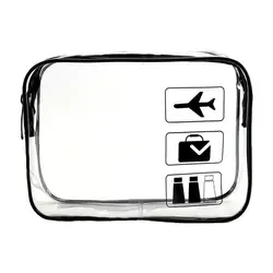 Clear Leakproof Travel Toiletry Bag - Quart Size Transparent Cosmetic Organizer (Black)