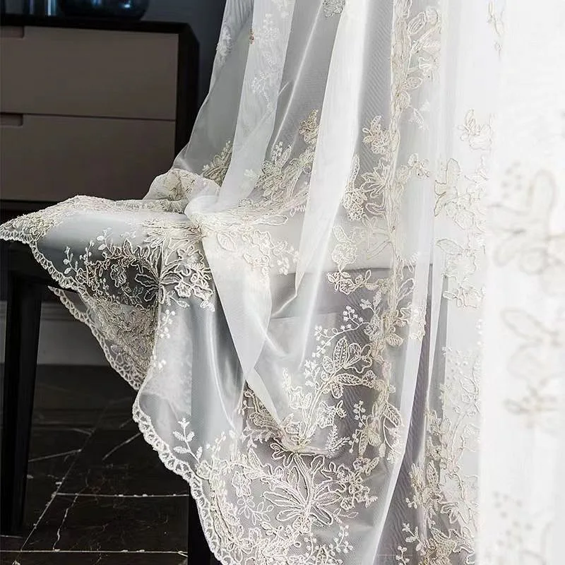 1PC Light Gold Relief Palace Rope Embroidery Light Luxury Wind Window Screen 3