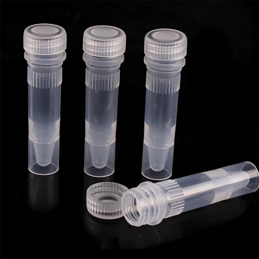 100PCS Cell Cryotube 0.5/1.5//2ml Cryotube Sample Tube Unscaled Bottle Sample Bottle Screw Top Flat Bottom