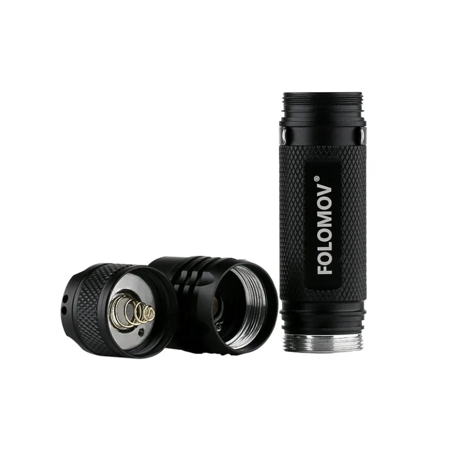 Folomov 18650S 900 루멘 EDC 손전등 18650 배터리, USB 충전식 미니 컴팩트, 9 가지 모드 LED 토치, 야외 캠핑 하이킹