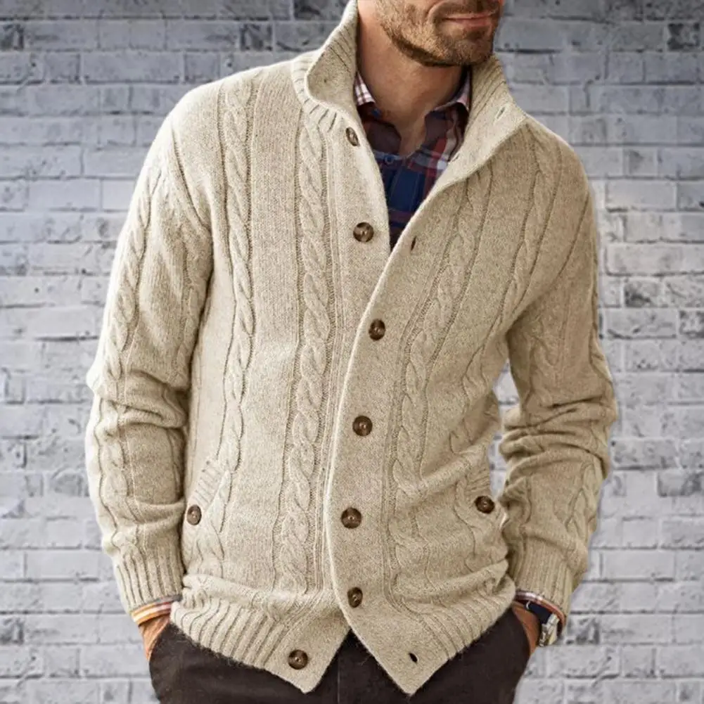 

Fashion Non-Fading Stand Collar Winter Autumn Knitted Sweater Cardigan Costume Daily Wear Male Cardigan Man Sweater