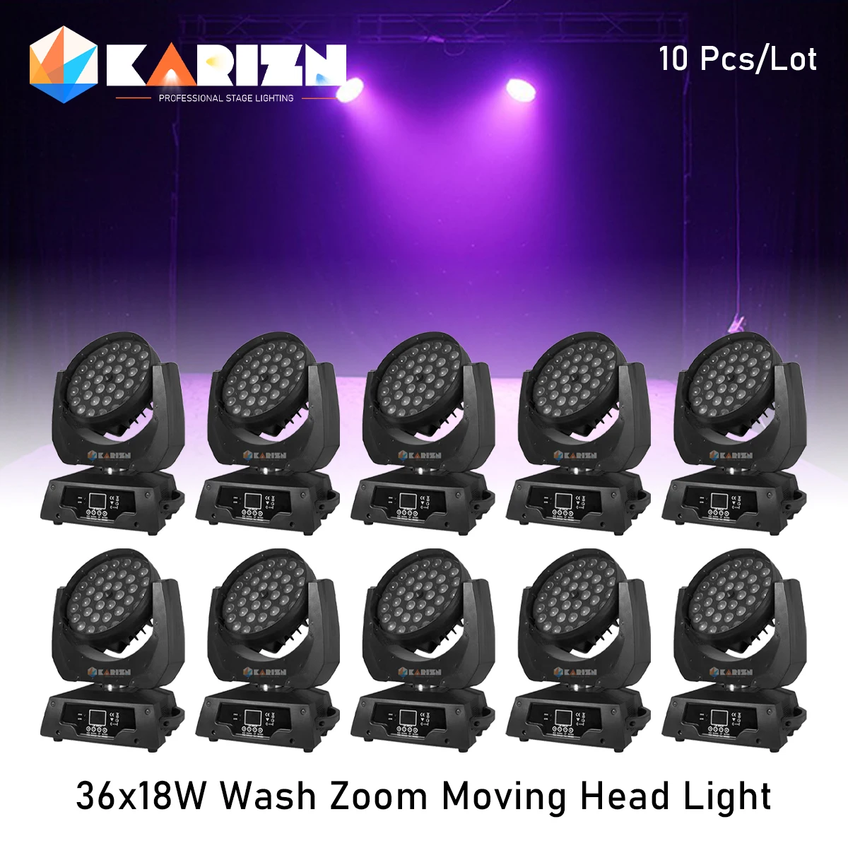 

0 Tax 10Pcs 36x18W RGBWA+UV LED Wash Zoom Moving Head Lighting Light DMX Control Stage Lighting Professional