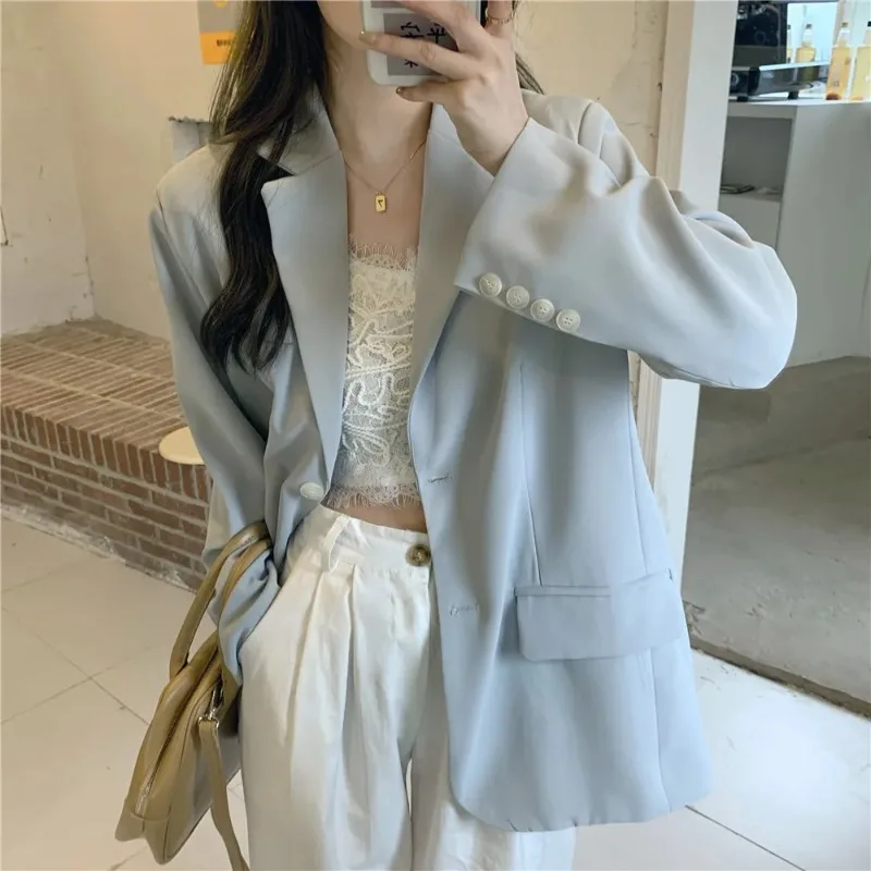 

Insozkdg Spring Autumn Women Suit Jacket New Korean Style Lady Blazer Fashionable All-match Slimming Split Suit Jacket Women Top