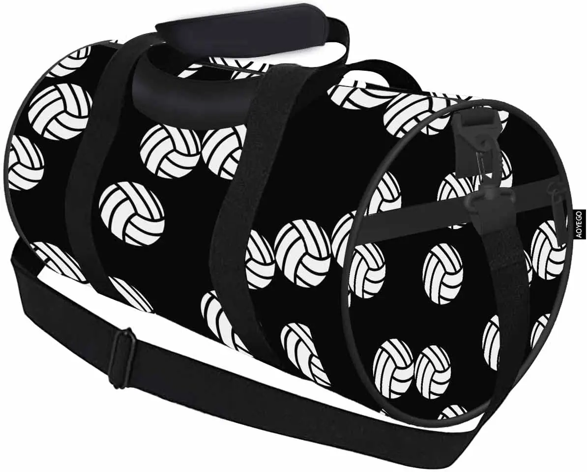 Volleyball Black Travel Duffel Bag Sport Symbol Lightweight Sports Tote Gym Bag Shoulder Weekender Overnight for Men Women
