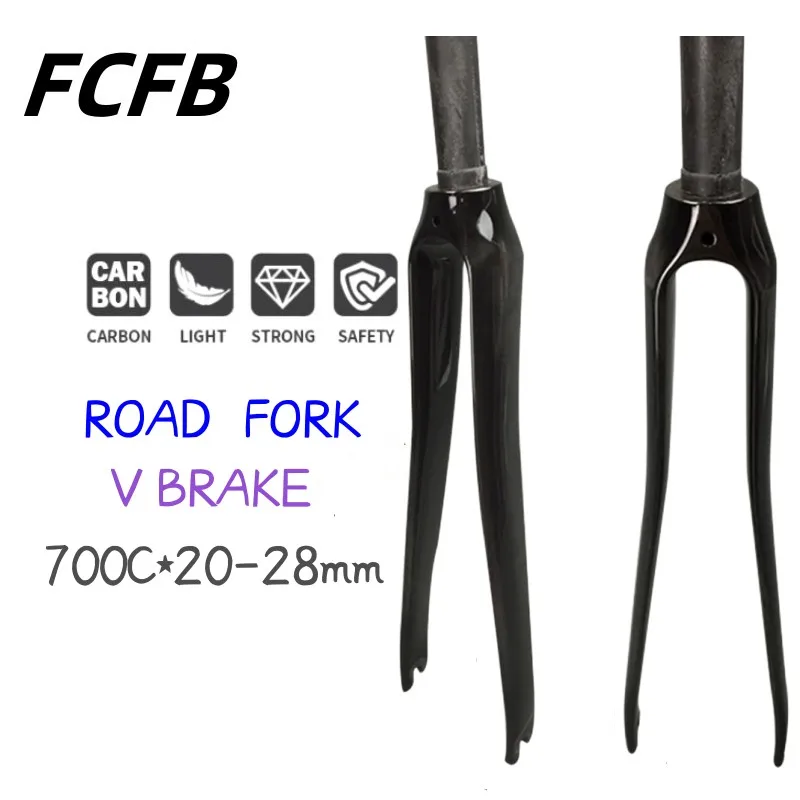 Road Bike Front Fork 700C Carbon Fibre Fork 28.6mm 1-1/8 V Brake