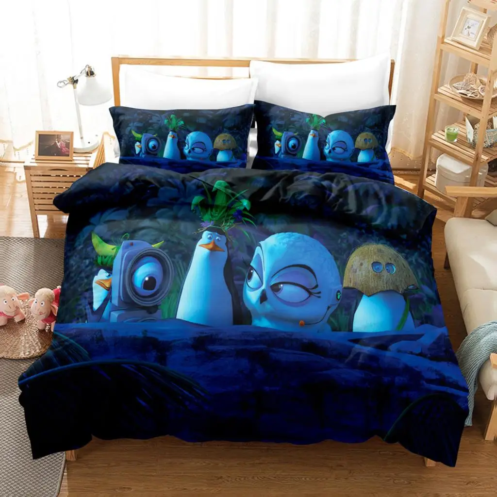 

3D Madagascar penguinsBedding Sets Duvet Cover Set With Pillowcase Twin Full Queen King Bedclothes Bed Linen