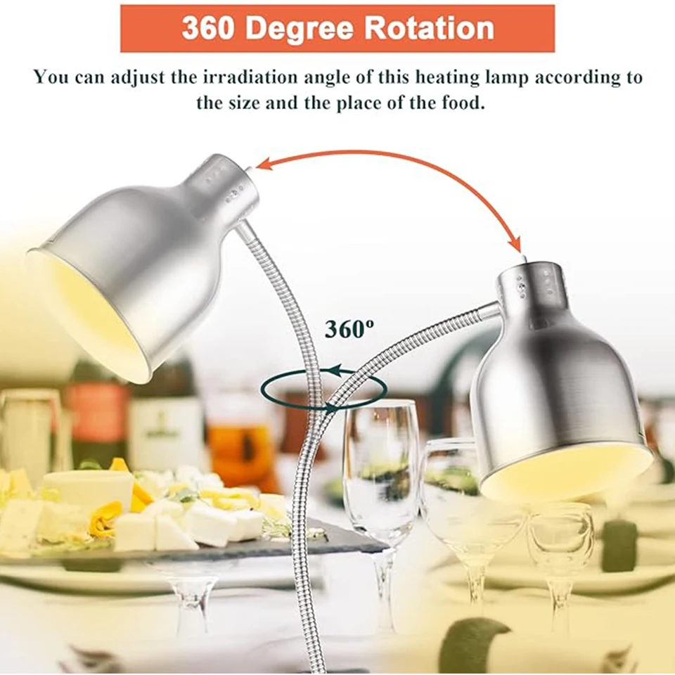 DW1 Food Heat Lamp Commercial Food Warmer Lamp Food Service Restaurant Retractable Heat Lamp Heating Lamp for Food Warming 2