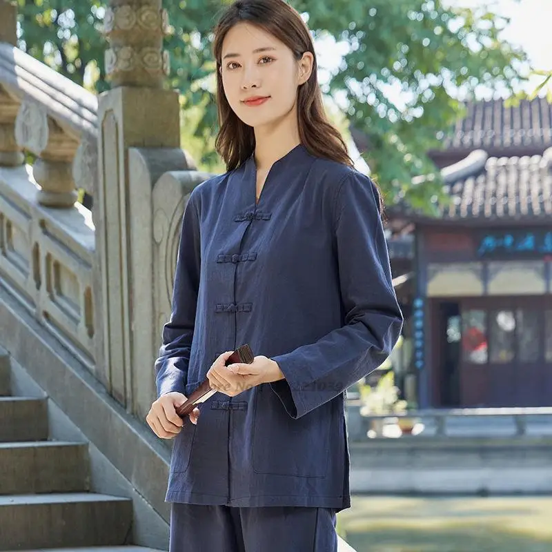 2026 중국어권 쿵푸 태극권 의류 무술 유니폼 100% 면 상의+하의 세트 태극권 요가 스포츠 운동복
