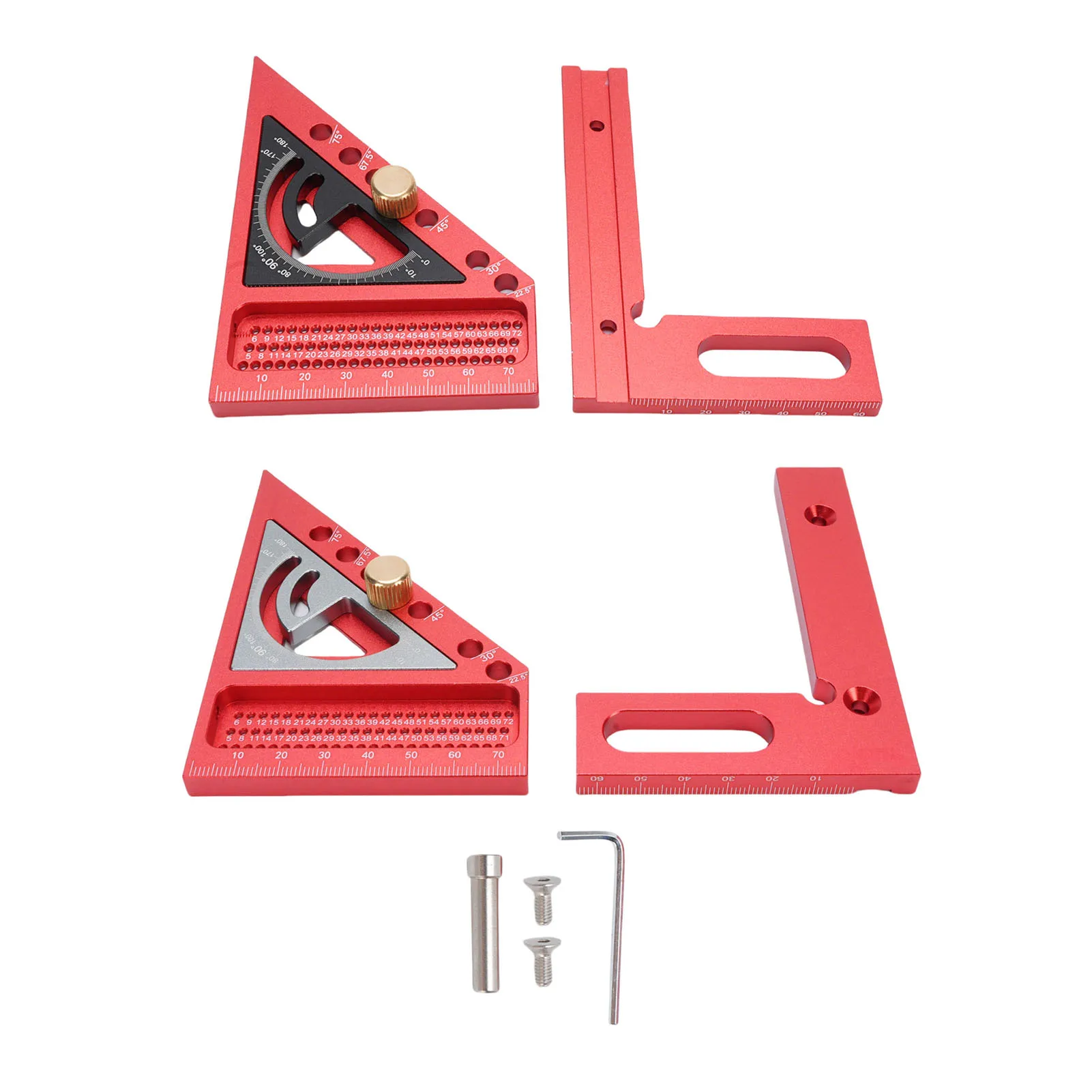 3D 다각도 측정자 0-180도 각도기 알루미늄 합금 아노다이징 드로잉 라인 자 Carpenter Square