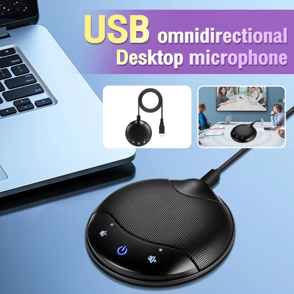 

Conference USB Microphone,Omnidirectional Condenser PC Microphone with Mute Button LED Indicator,Plug&Play,for Game